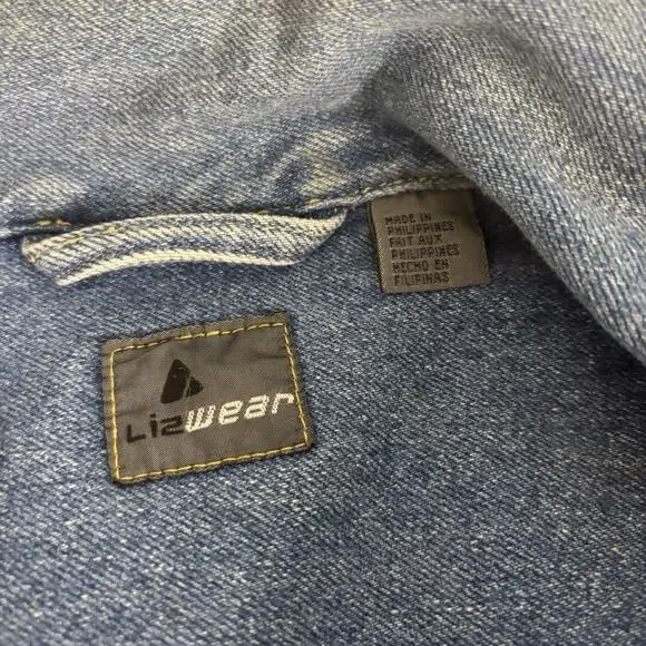 Vintage 90’s LIZ WEAR Women’s Denim Jacket Vest Small 100% Cotton Alt Punk Core - Picture 4 of 7